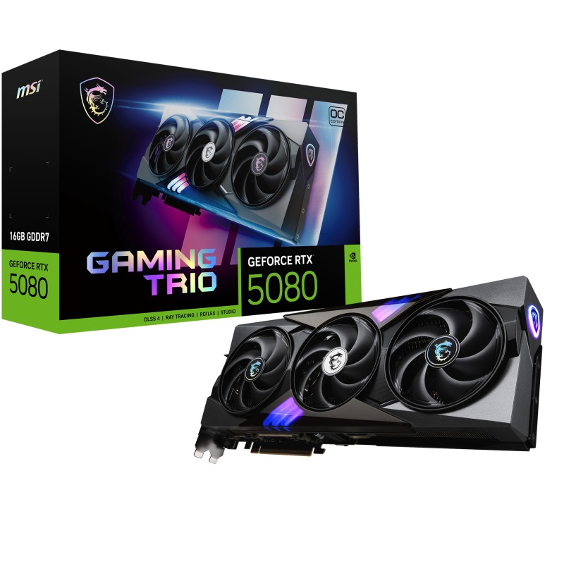 MSI GAMING GEFORCE RTX 5080 16G TRIO OC carte graphique NVI | JDB-Info
