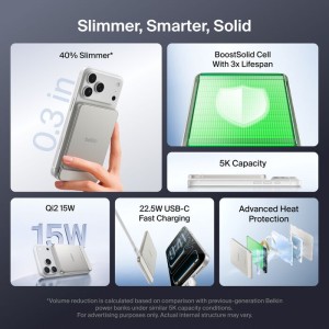 BELKIN Solid State 5k Qi2 15w PD20w Magnetic display Powerbank Sand metallic