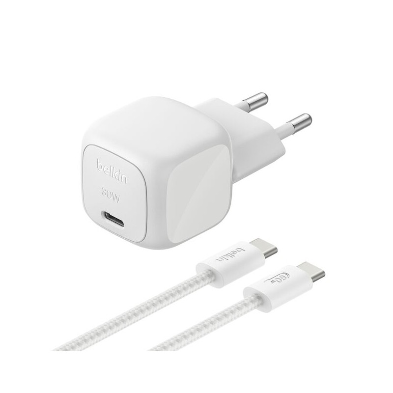 BELKIN BOOSTCHARGE 30W USB PD Wall Charger with PPS Silver w/2m C-C