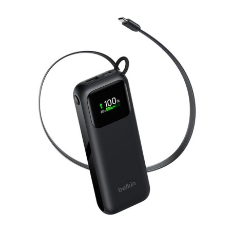 BELKIN ULTRACHARGE 11k PD60w Smart Display Power Bank with Retractable USB-C Cable Black