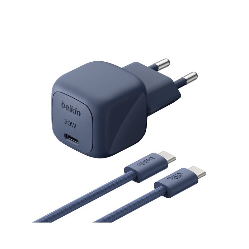 BELKIN BOOSTCHARGE 30W USB PD Wall Charger with PPS Indigo w/2m C-C
