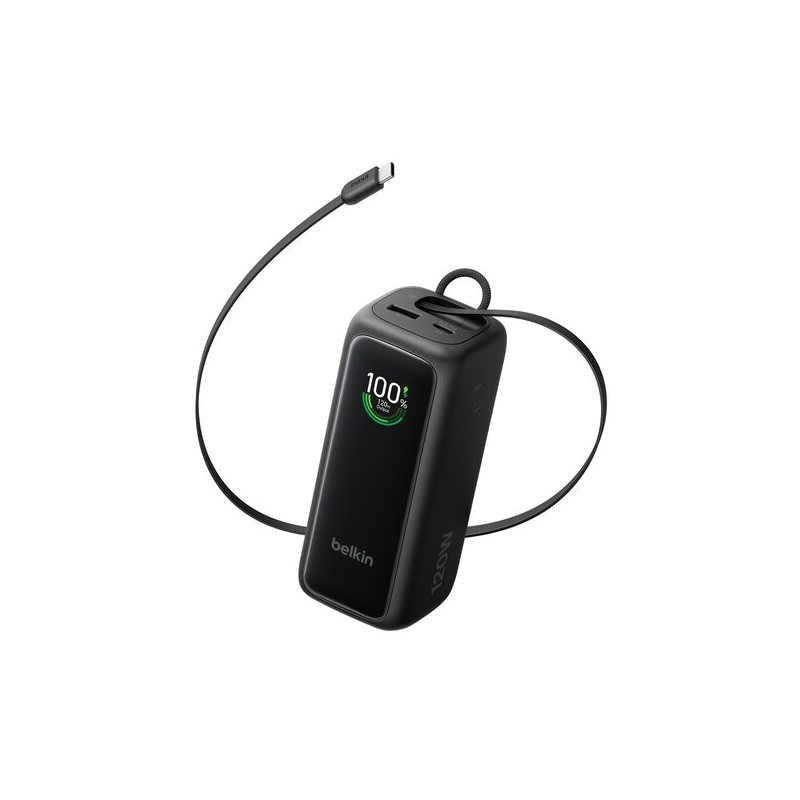 BELKIN ULTRACHARGE 22k PD120w Smart Display Power Bank with Retractable USB-C Cable Black
