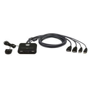 ATEN CS22HF commutateur écran, clavier et souris Noir | JDB-Info