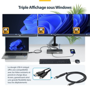 StarTech.com Station d'Accueil USB-C Triple Écran, Station | JDB-Info