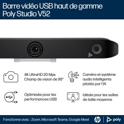 HP Poly Barre de visioconférence USB Poly Studio V52 sans c | JDB-Info