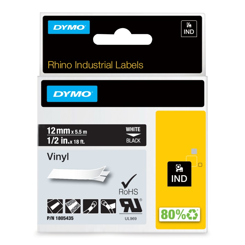 DYMO 1805435 ruban d'étiquette Blanc sur noir | JDB-Info