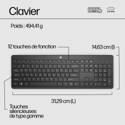 HP 230 Wireless Keyboard clavier Universel RF sans fil AZER | JDB-Info