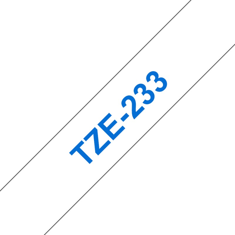 Brother TZE-233 ruban d'étiquette Bleu sur blanc | JDB-Info