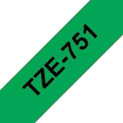 Brother TZE-751 ruban d'étiquette Noir sur vert | JDB-Info