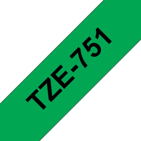 Brother TZE-751 ruban d'étiquette Noir sur vert | JDB-Info