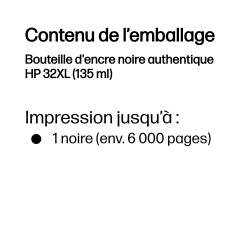 HP Bouteille d'encre noire authentique 32XL (135 ml) | JDB-Info