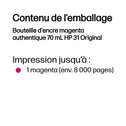HP Bouteille d'encre magenta authentique 70 mL 31 Original | JDB-Info