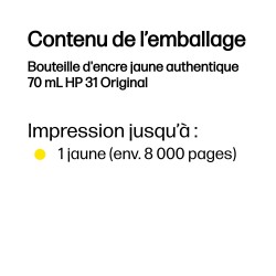 HP Bouteille d'encre jaune authentique 70 mL 31 Original | JDB-Info