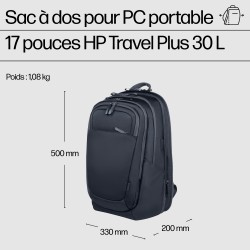 HP Sac à dos pour ordinateur portable Travel Plus 30L 17 po | JDB-Info