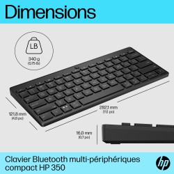 HP 350 Compact Multi-Device Bluetooth Keyboard clavier Mais | JDB-Info