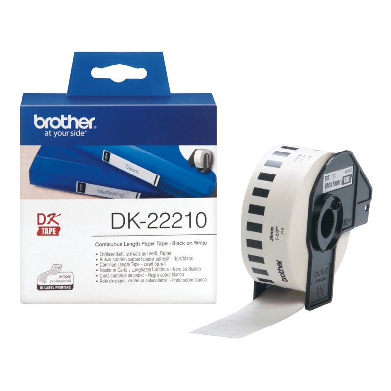 Brother DK-22210 ruban d'étiquette Noir sur blanc | JDB-Info