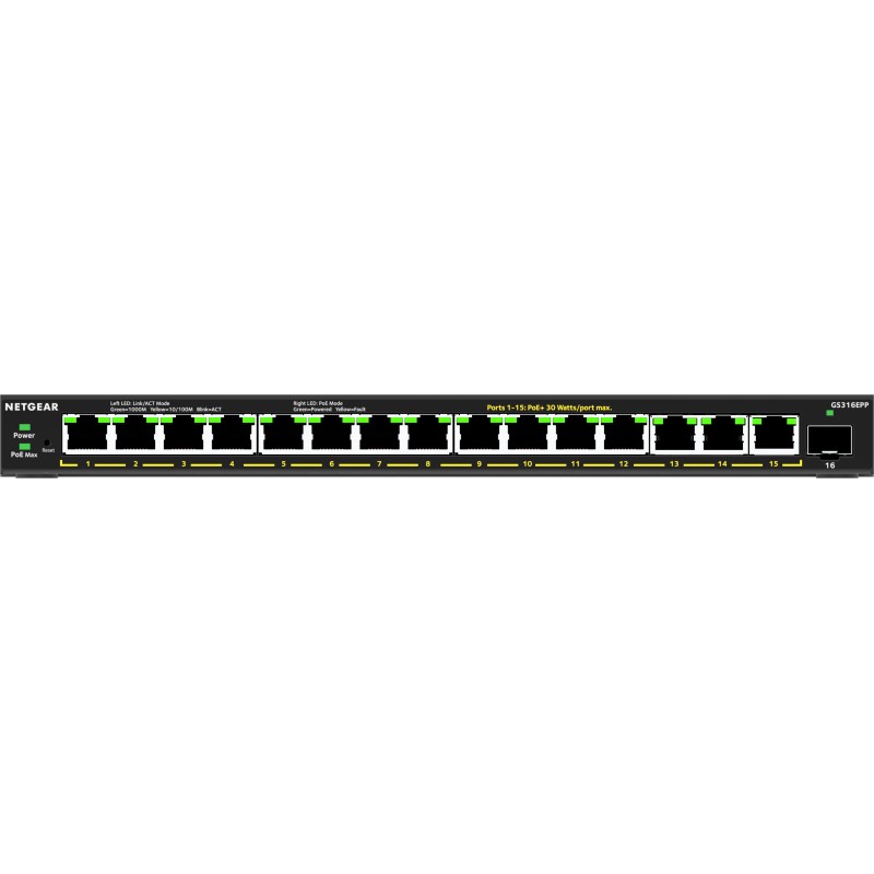 NETGEAR GS316EPP Géré Gigabit Ethernet (10/100/1000) Connex | JDB-Info