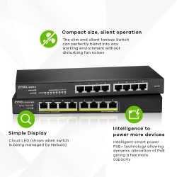 Zyxel GS1915-8 Géré L2 Gigabit Ethernet (10/100/1000) Noir | JDB-Info