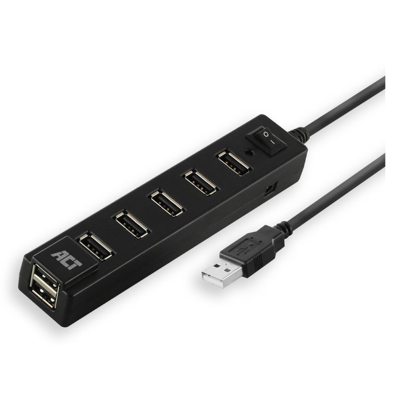 ACT AC6215 hub & concentrateur USB 2.0 480 Mbit/s Noir | JDB-Info