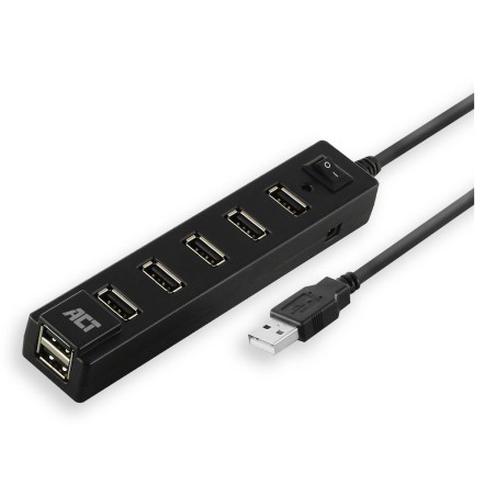 ACT AC6215 hub & concentrateur USB 2.0 480 Mbit/s Noir | JDB-Info