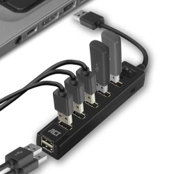 ACT AC6215 hub & concentrateur USB 2.0 480 Mbit/s Noir | JDB-Info