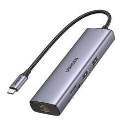 Ugreen USB-C to 2*USB3.0+HDMI+RJ 45+SD&TF+PD port Hub | JDB-Info