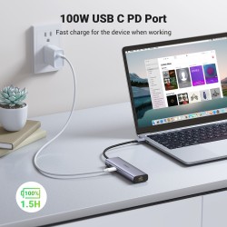 Ugreen USB-C to 2*USB3.0+HDMI+RJ 45+SD&TF+PD port Hub | JDB-Info