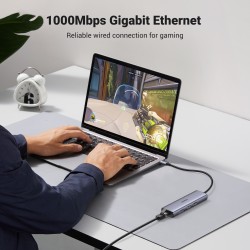 Ugreen USB-C to 2*USB3.0+HDMI+RJ 45+SD&TF+PD port Hub | JDB-Info